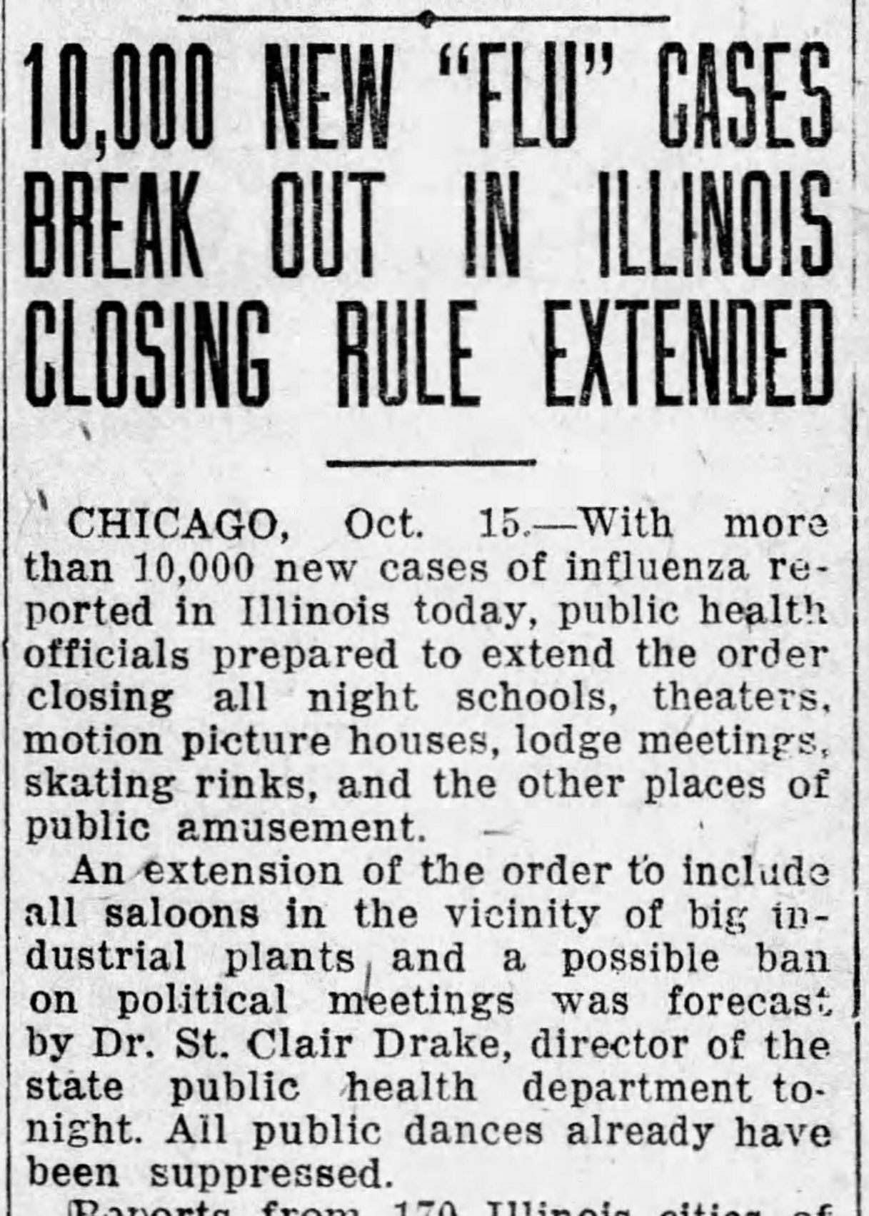 10,000 new "flu" cases break out in Illinois; closing rule extended
